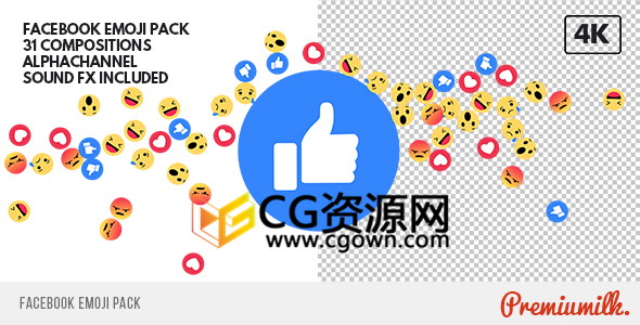 社会媒体Emoji卡通表情包图标动画特效元素视频-AE模版下载