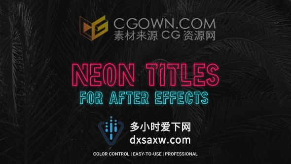 英文字母霓虹灯文字标题字幕动画效果工程文件-AE模板下载