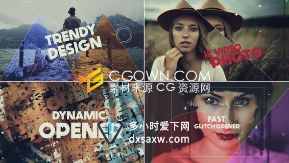 快速故障毛刺动感动态介绍照片宣传短片视频制作-AE模板下载