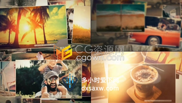 三维空间感拼贴交错时间线展示照片回忆婚礼旅行视频相册-AE模板