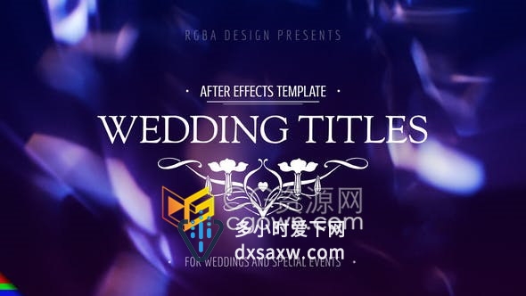 婚礼徽章标题样式动画带有动态散景背景视频素材效果-AE模板下载
