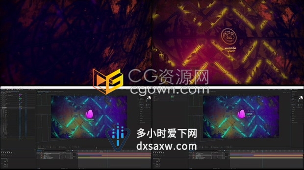 AE模板4K油画颜料画笔乱写线条艺术文字LOGO动画视频片头