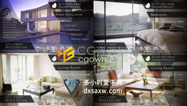 简单干净房地产幻灯片酒店公寓办公室介绍视频房产中介展示宣传-AE模板