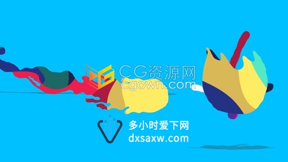 卡通彩色鱼流动的FX手绘MG图形动画LOGO演绎视频片头-AE模板下载