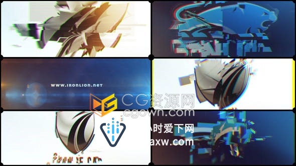 破碎变形故障特效效果演绎LOGO动画标志片头视频制作-AE模板下载
