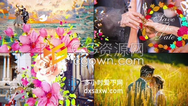 唯美浪漫时尚婚礼徽标图案展示新郎新婚名字装饰品视频包装标题动画-AE模板下载