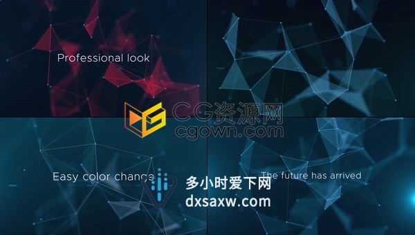 抽象数字故障网络粒子线条动画宣传标题视频开场介绍效果-AE模板下载
