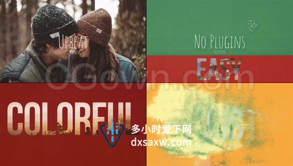 快乐有趣假期旅游幻灯片快速彩色油漆遮罩特效视频-AE模板下载