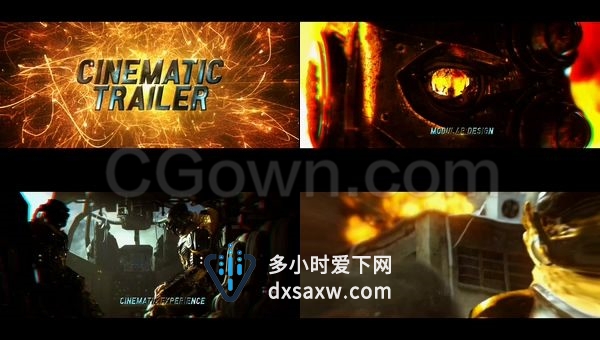 爆炸火花四溅动作战争电影预告片体育视频标题片头-AE模板下载