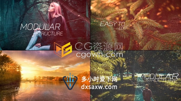 科技感视差效果分割划动转场幻灯片-AE模板下载