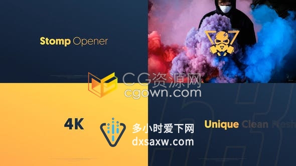4K文字排版快闪片头现代快节奏动态图文开场片头-AE模板下载