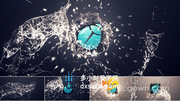 经典超酷的飞溅泼水水花标志LOGO片头动画-AE模板下载