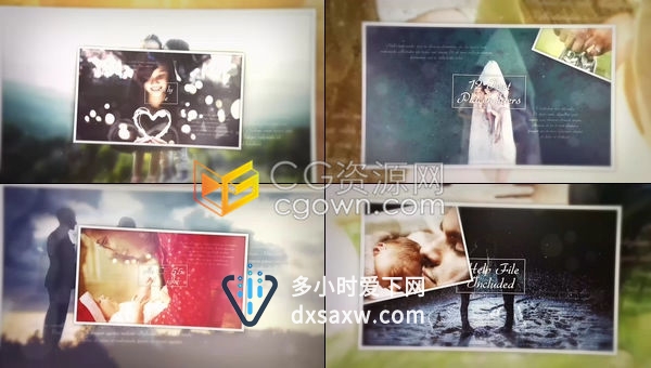 三维相册视差效果浪漫美好婚礼视频家庭回忆纪念幻灯片-AE模板下载