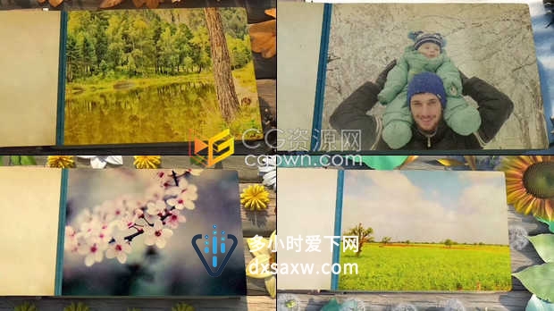 秋天回忆相册3D书箱翻页展示照片动画效果幻灯片视频相册制作-AE模板下载