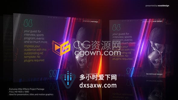 体育采访运动员简介信息板力量光效游戏宣传动画介绍视频片头-AE模板下载