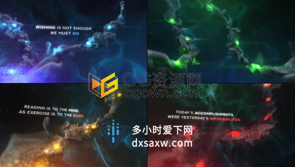 大气流动色彩斑斓Galaxy星系粒子慢动作文字标题电影预告片-AE模板下载