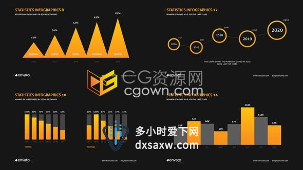 公司年度统计数据工具团队介绍业务演示信息图形图表演示-AE模板下载