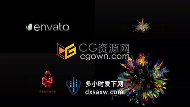 抽象慢动作生长多彩烟尘爆裂冲击展示艺术感标志LOGO片头-AE模板下载