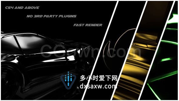 抽象豪华超级跑车优雅暗黑阴影流光线条演绎质感LOGO标志动画-AE模板下载