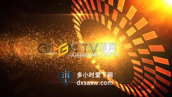金光格子背景模特走秀T台灯光聚焦虚拟场景时尚电视栏目包装-AE模板