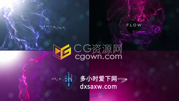 超精美的场景设计炫彩水纹波动粒子生长布料流动特效背景标题预告片-AE模板
