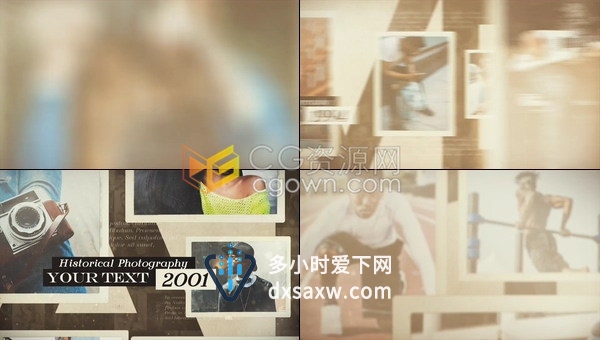 创意时间线展示图片与文字组合排版效果宣传介绍视频制作-AE模板下载