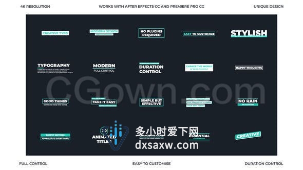 创意社交媒体打字机效果排版文本标题动画-PR预设AE模板下载