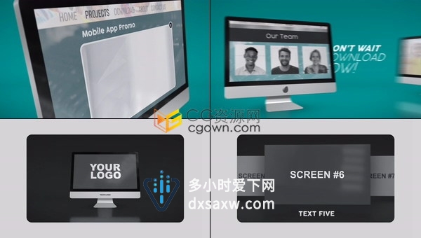 一体机电脑解说Web网站或Mac软件促销视频屏幕展示信息修改-AE模板