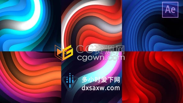 彩色波浪状抽象艺术背景屏保壁纸动画-AE模板下载