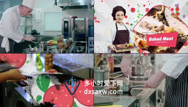 餐厅促销制作食物厨师剪影美食烹饪节目介绍食谱视频广告-AE模板下载