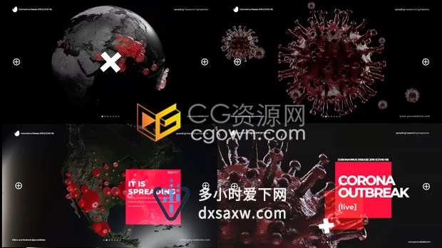 新型冠状病毒流行病介绍生物医疗医学研究视频科学频道片头展示-AE模板下载