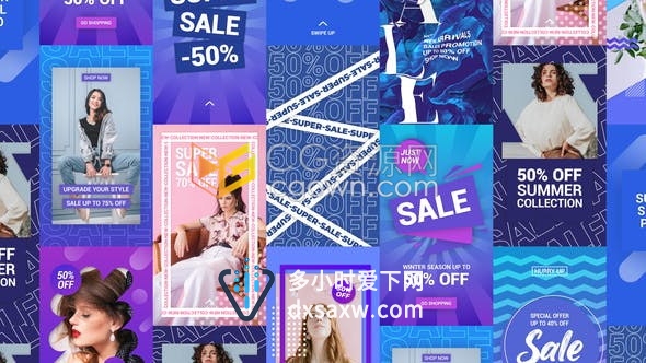 18组创意商业广告社交媒体视频大减价时尚购物竖屏幕动画制作-AE模板下载