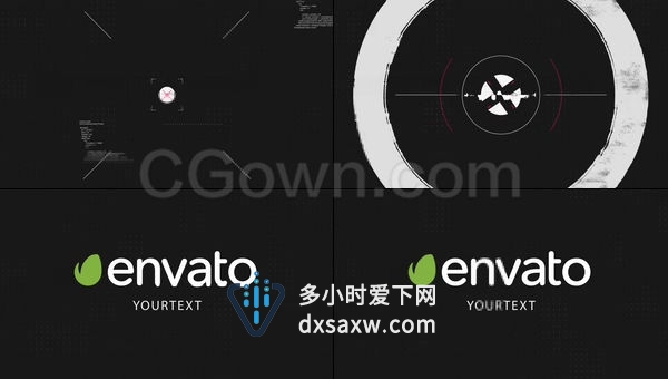 HUD平面故障黑白像素标志演示开场片头-AE模板下载