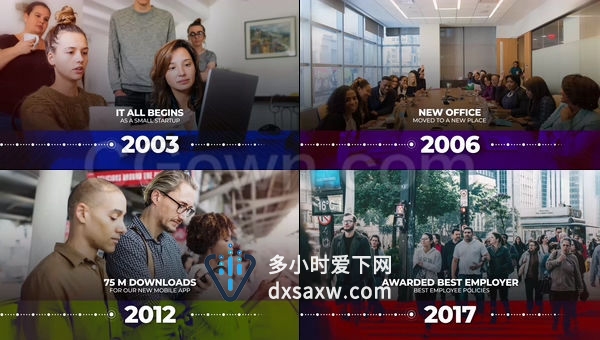 现代商务演示企业时间线视频创业故事公司成就展示-AE模板下载