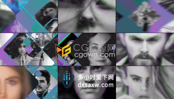 4K方形动态图形缩放变化音阶图动画时尚活动幻灯片开场-AE模板下载