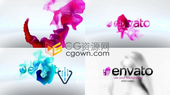 彩色流体水墨演绎标志LOGO片头动画-AE模板下载