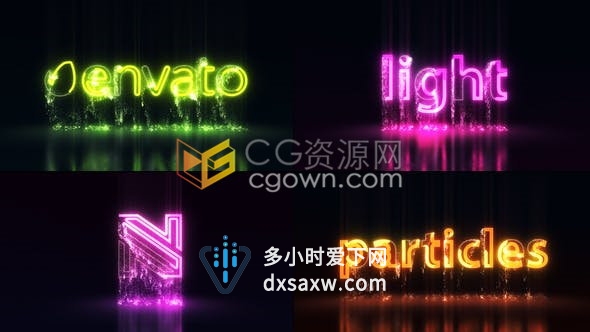 4K霓虹灯明亮彩色火花描边标题转换有趣垂落粒子LOGO片头动画-AE模板下载