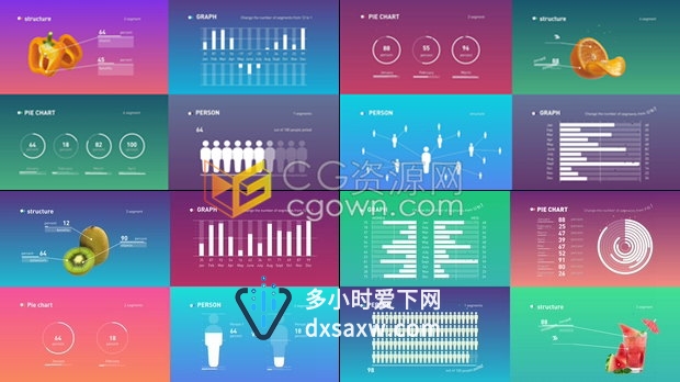 公司数据分析Infographic信息图表饼图条形图统计图表演示介绍视频动画制作-AE模板下载