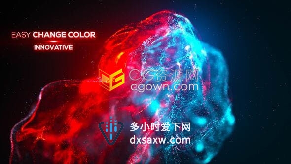 抽象彩色美丽烟雾粒子流体慢动作生长展示标题动画-AE模板下载