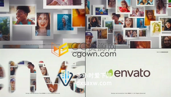 多帧照片多相框摄影作品标志汇聚开场LOGO动画-AE模板下载