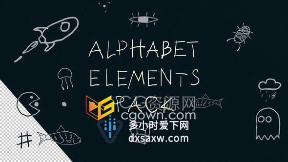 有趣创意字母元素背景卡通电视节目动态动画片头-AE模板下载