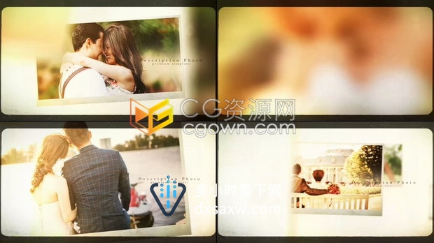 AE模板下载浪漫婚礼幻灯片电子相册视频制作复古风格效果展示照片动画效果