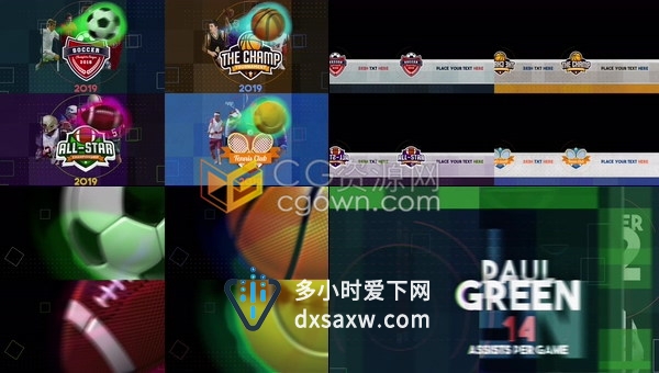 体育运动广播频道图形包装片头字幕条篮球足球网球锦标赛制作-AE模板下载