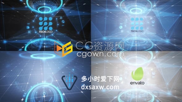 AE模板下载高科技全息显示图形动画LOGO动画网络技术互联网游戏企业视频