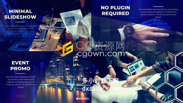 企业幻灯片制作AE模板下载网格六角形遮罩图形动画展示宣传片公司视频