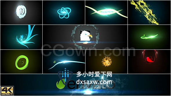 4k超高清快速烟熏条纹标志闪光LOGO包装片头动画-AE模板下载