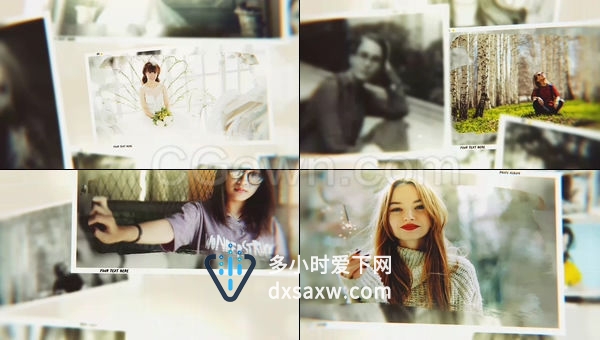 三维笔刷漏光效果凌乱无序叠加展示婚礼假期回忆视频相册-AE模板下载