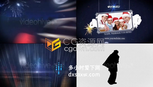 生动有趣的剪影人物演绎圣诞节贺卡祝福公司新年视频问候-AE模板下载