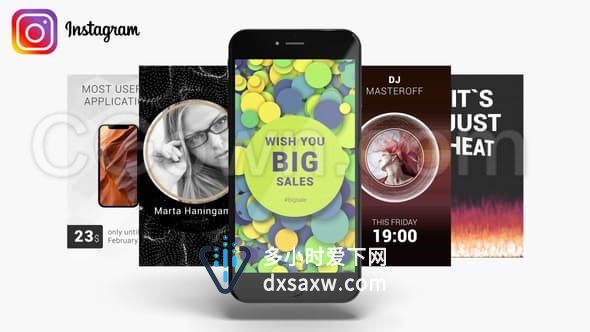 Instagram故事包商业广告宣传手机发布产品推广音乐服务动画展示-AE模板下载
