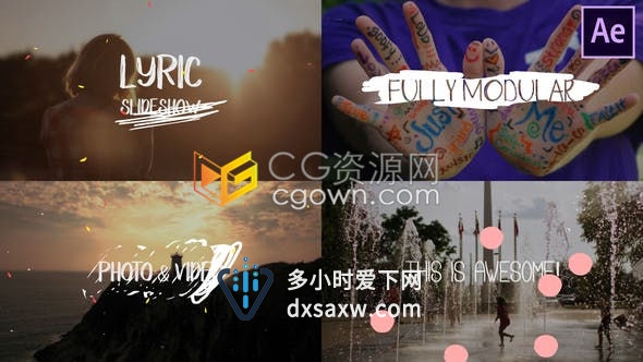 彩色手绘活力元素液态转场效果旅行视频社交博客爱情告白特效包装动画-AE模板